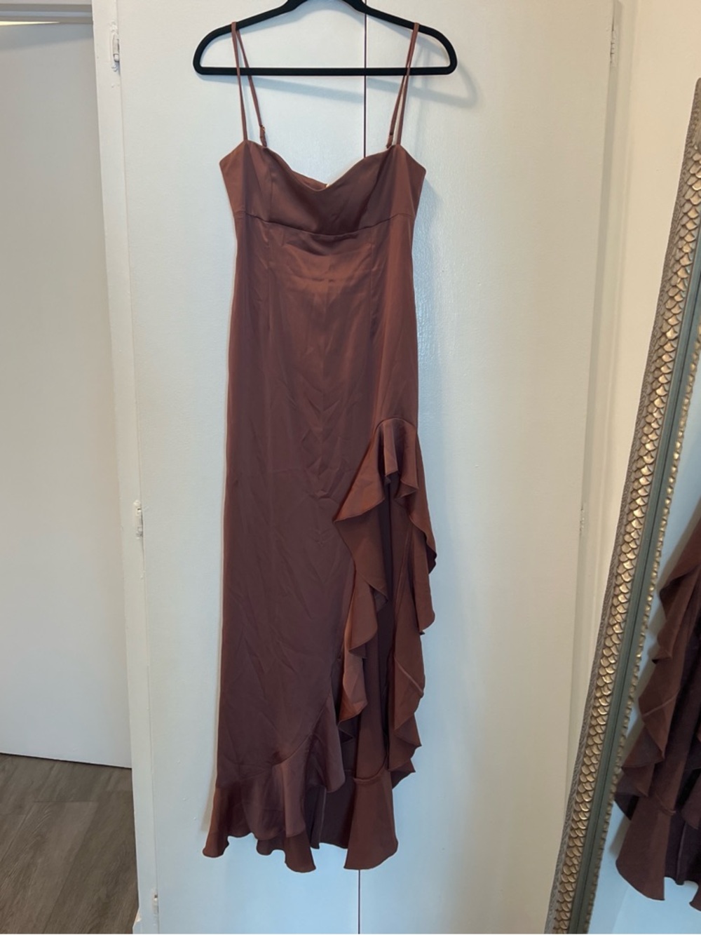 Nookie Rust/Brown Ruffle Slip Maxi Dress - Picture 2 of 5